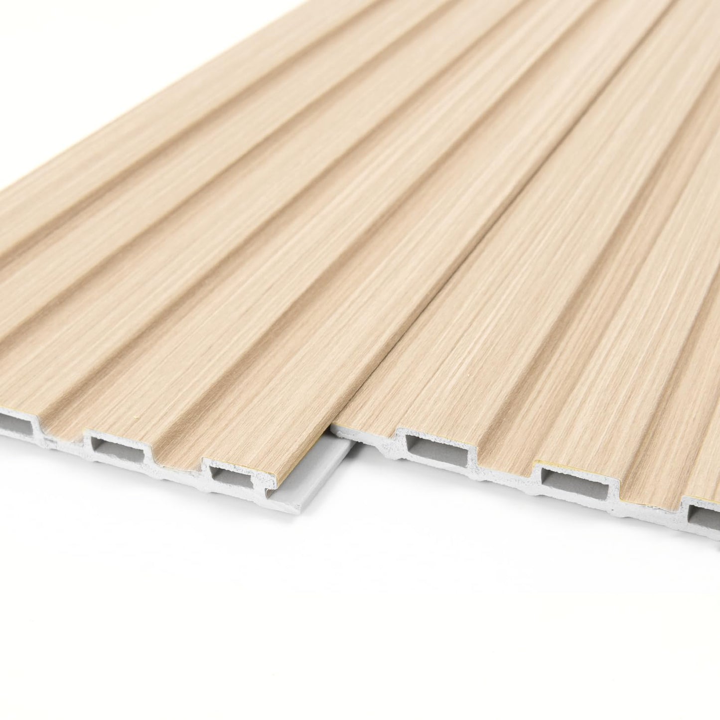 WPC Slat Wall Panels 8-Pack, 108" × 6" 3D Wall Accents for Living Room & Bedroom