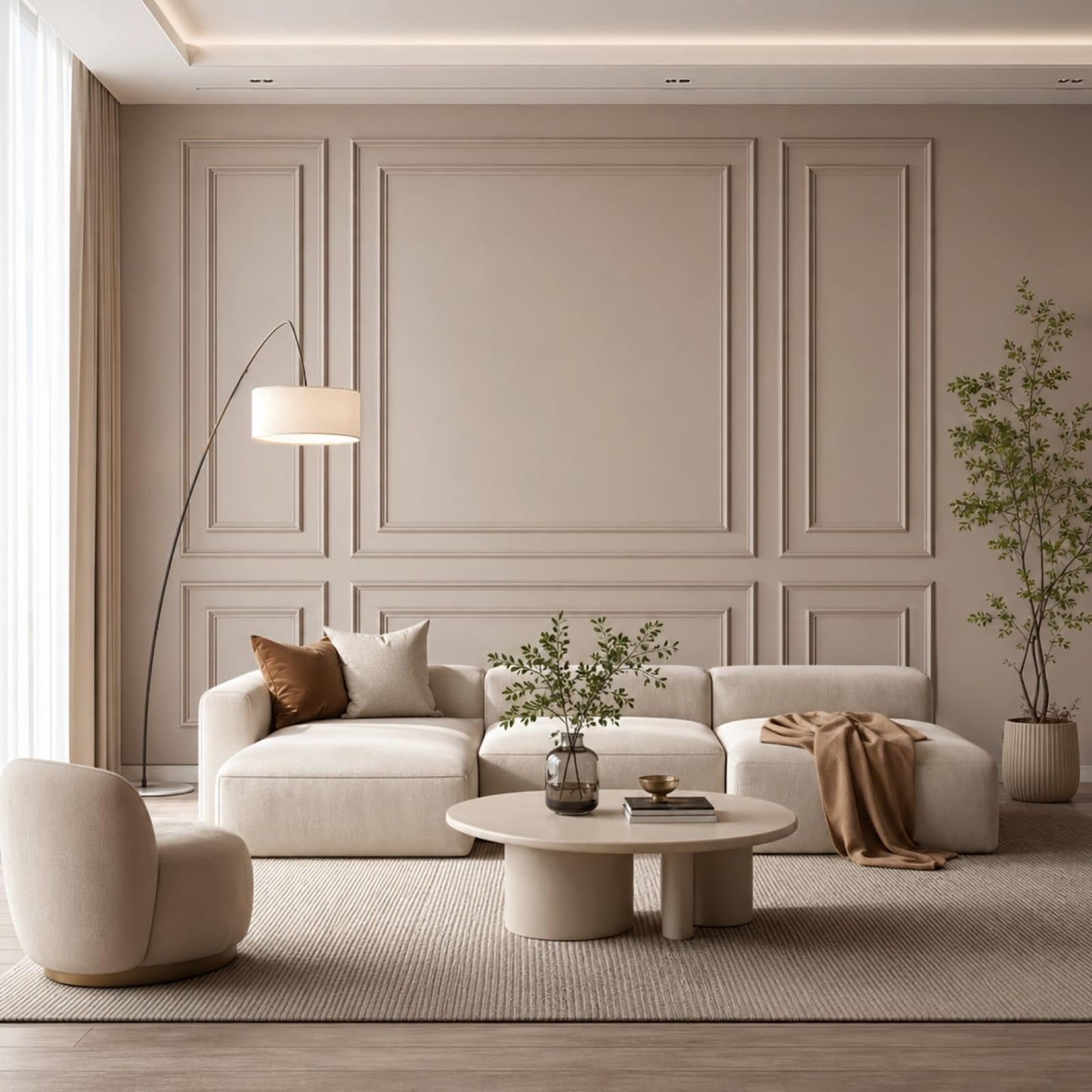 Peel-and-Stick Wainscoting Wall Molding Kit for Interior Accent Walls
