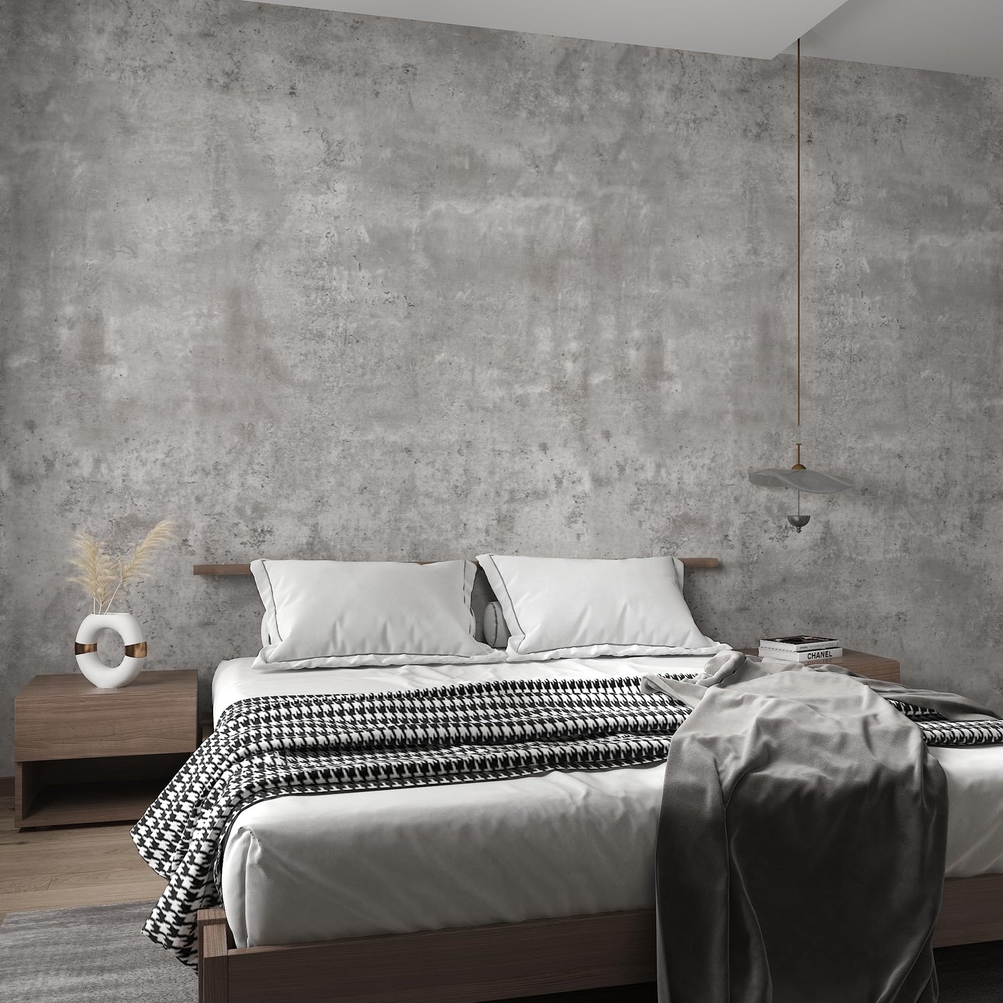 3D Light Grey Concrete Peel-and-Stick Wallpaper, Faux Cement Wall Covering