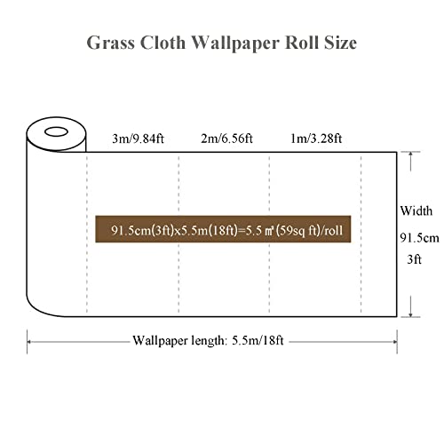 Natural Grasscloth Wallpaper Roll, Textured Eco-Friendly Wall Covering for Bedroom & Living Room