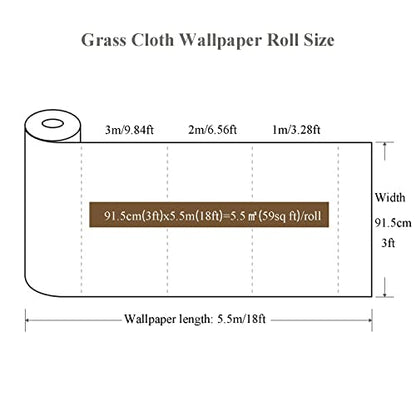 Natural Grasscloth Wallpaper Roll, Textured Eco-Friendly Wall Covering for Bedroom & Living Room