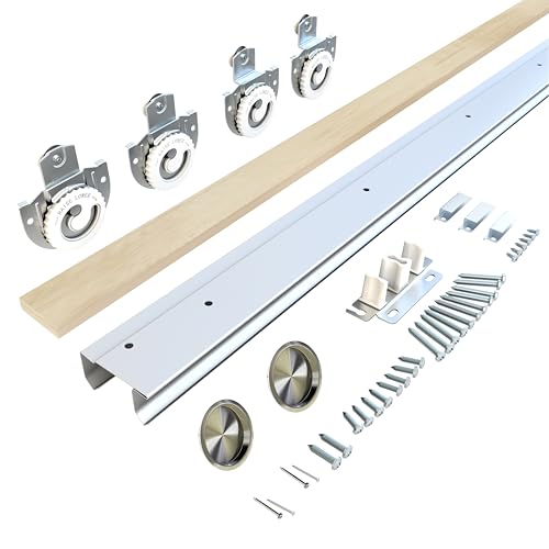 3-Lite Frosted Tempered Glass Double Bypass Closet Doors with Hardware Kit