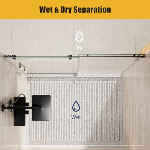 Frameless Sliding Shower Door with Clear Tempered Glass and Stainless Steel Hardware