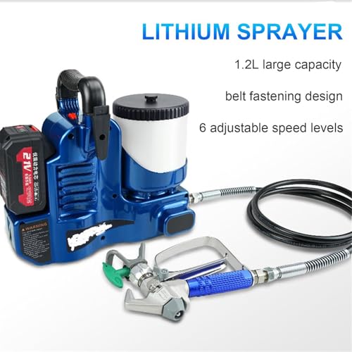 1.2L Portable Cordless Airless Paint Sprayer, 500W, 6-Speed, High Pressure for Latex & Lacquers