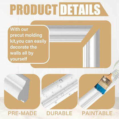 Peel-and-Stick Wainscoting Wall Molding Kit for Interior Accent Walls