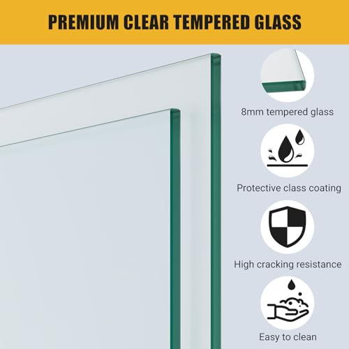 Frameless Sliding Shower Door with Clear Tempered Glass and Stainless Steel Hardware