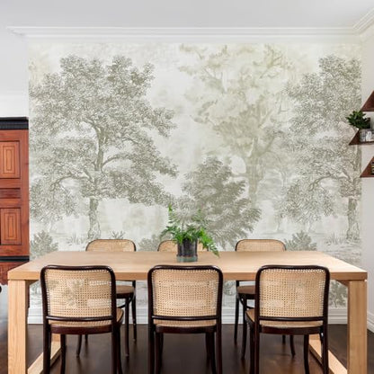 Forest Peel-and-Stick Wall Mural, Large Nature Landscape Canvas for Bedroom & Bathroom