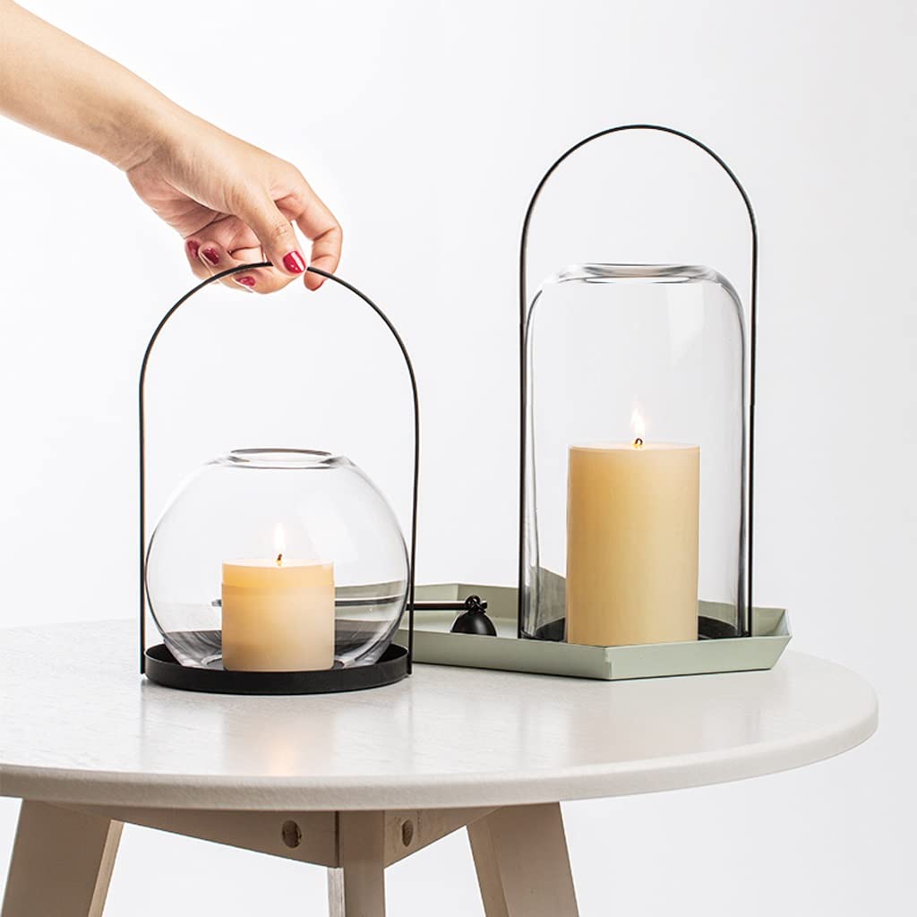 Indoor Glass Candle Holder, Decorative Lamp for Living Room, Kitchen, or Dining