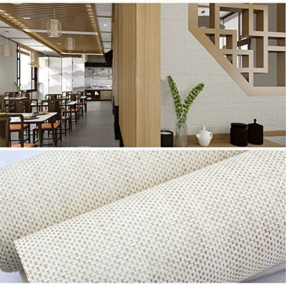 Natural Grasscloth Wallpaper Roll, Textured Eco-Friendly Wall Covering for Bedroom & Living Room