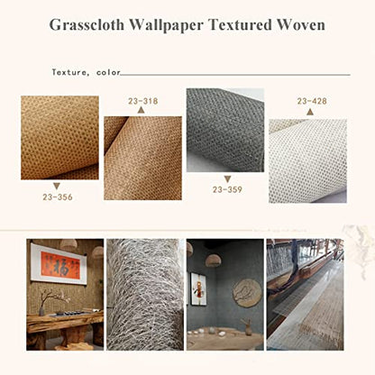 Natural Grasscloth Wallpaper Roll, Textured Eco-Friendly Wall Covering for Bedroom & Living Room
