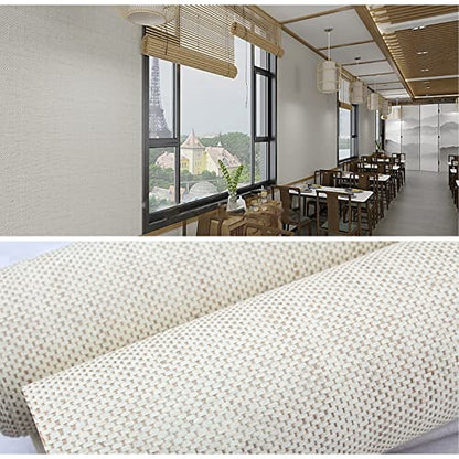 Natural Grasscloth Wallpaper Roll, Textured Eco-Friendly Wall Covering for Bedroom & Living Room
