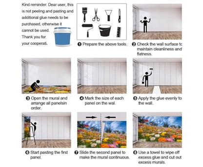 Large HD Canvas Wall Mural 169" × 118", Seamless Multi-Panel Wallpaper for Accent Walls & Room Décor
