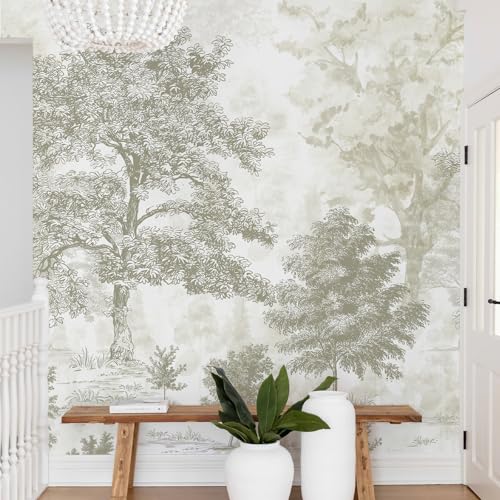 Forest Peel-and-Stick Wall Mural, Large Nature Landscape Canvas for Bedroom & Bathroom