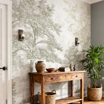 Forest Peel-and-Stick Wall Mural, Large Nature Landscape Canvas for Bedroom & Bathroom