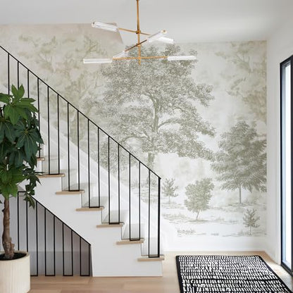 Forest Peel-and-Stick Wall Mural, Large Nature Landscape Canvas for Bedroom & Bathroom