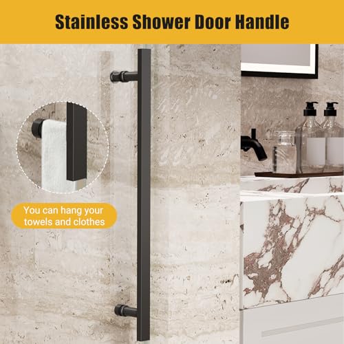 Frameless Sliding Shower Door with Clear Tempered Glass and Stainless Steel Hardware
