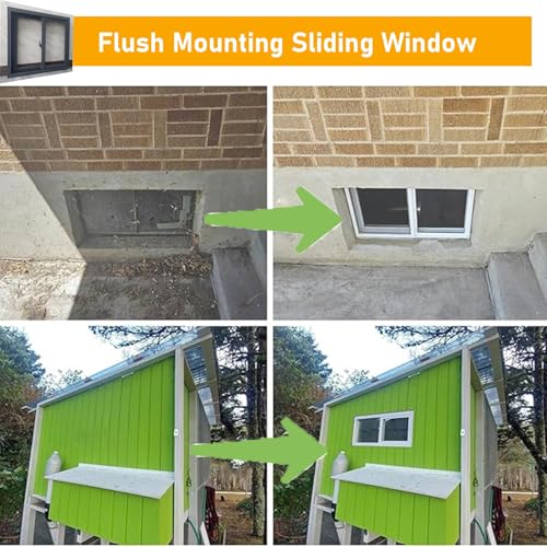 Horizontal Sliding Garage Window with Tempered Glass & Screen, White