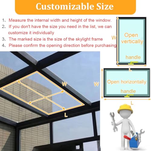 Skylight Roof Window 24×36" Aluminum with Tempered Glass, Natural Light & Energy Efficient