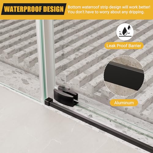 Frameless Sliding Shower Door with Clear Tempered Glass and Stainless Steel Hardware