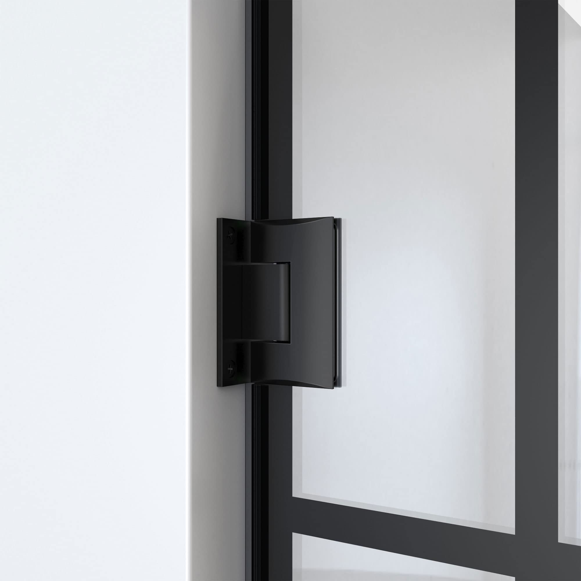 Frameless Hinged Tub Door, Matte Black, 58–58.5" W × 58" H