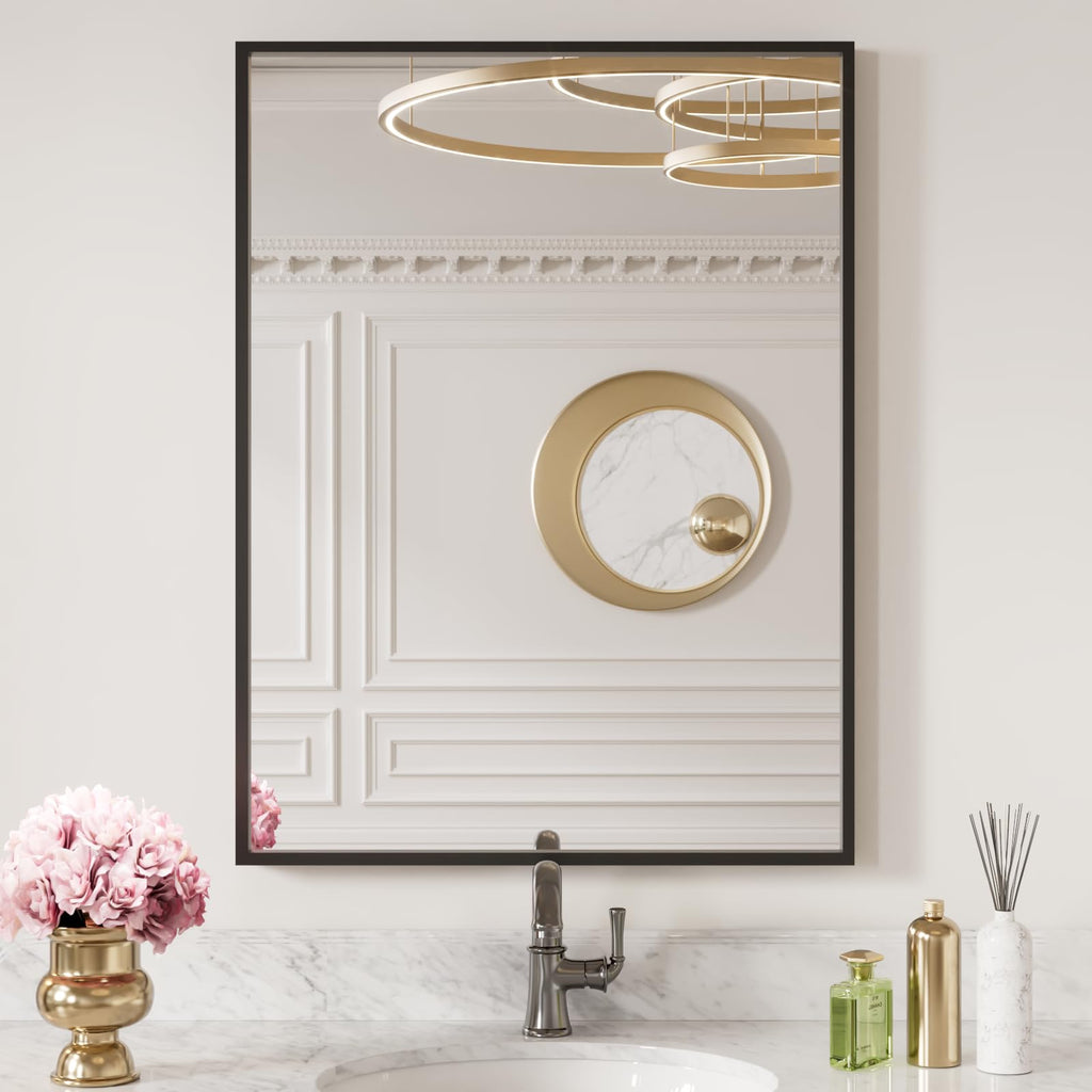 Black Metal Framed Wall Mirror