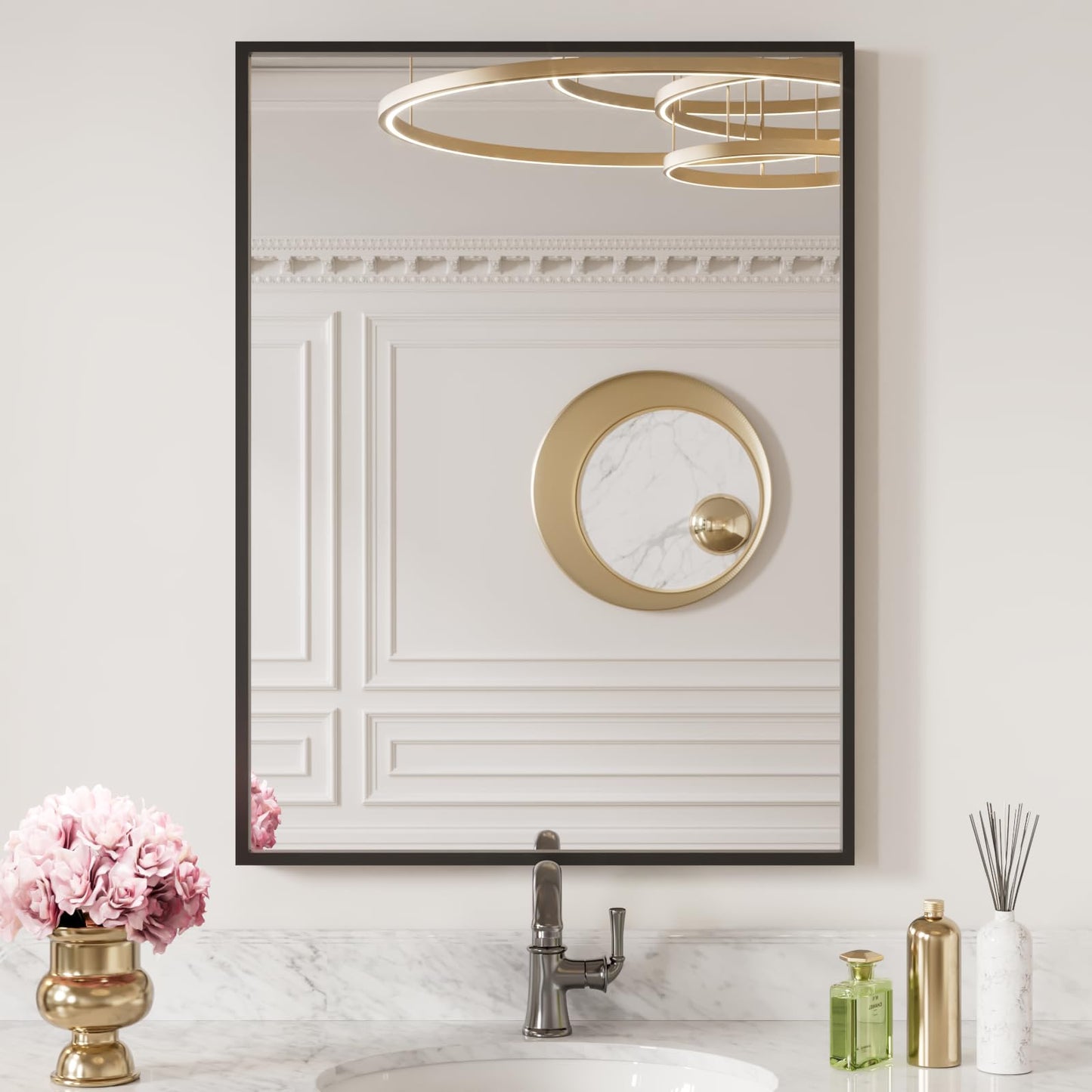 Black Metal Framed Wall Mirror
