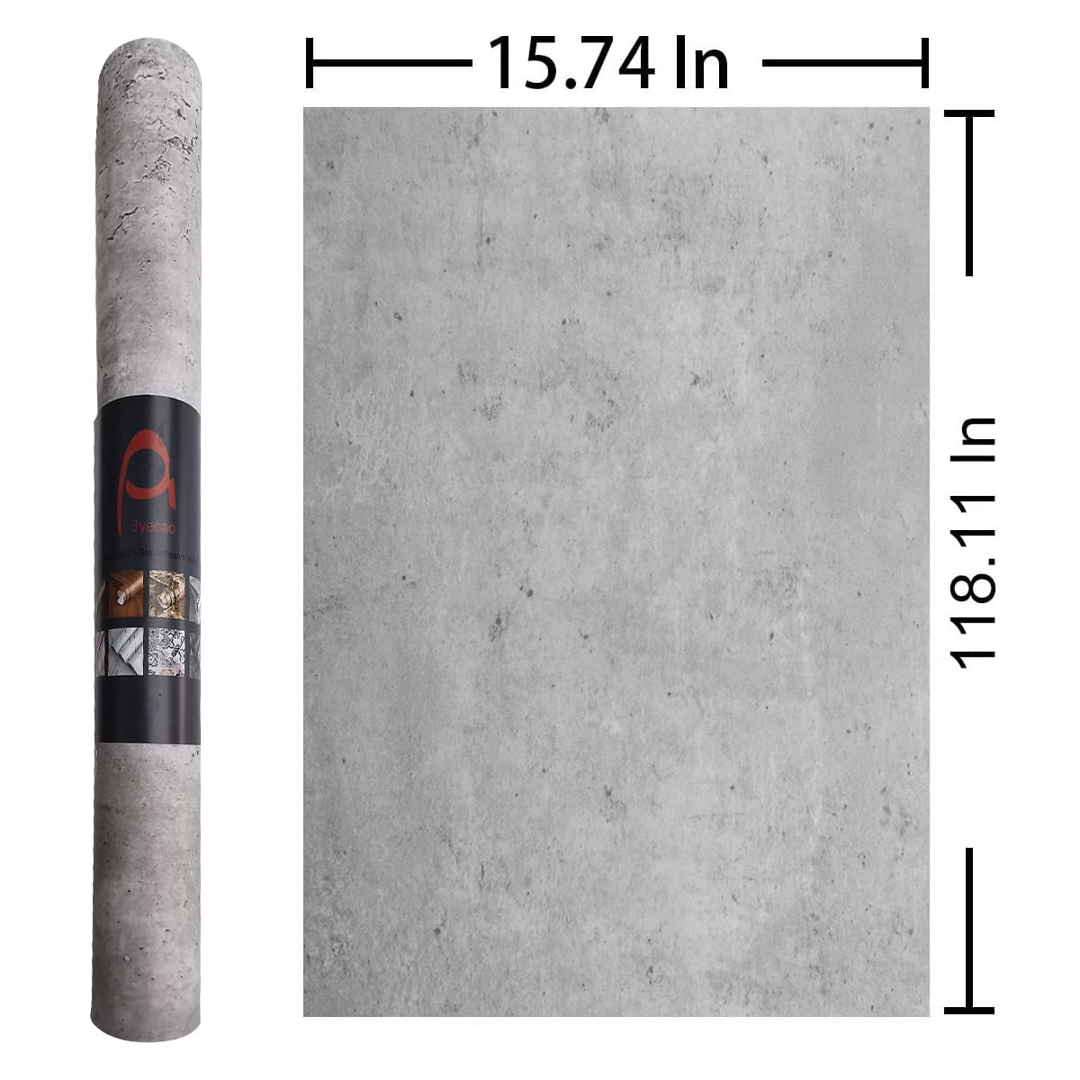 3D Light Grey Concrete Peel-and-Stick Wallpaper, Faux Cement Wall Covering