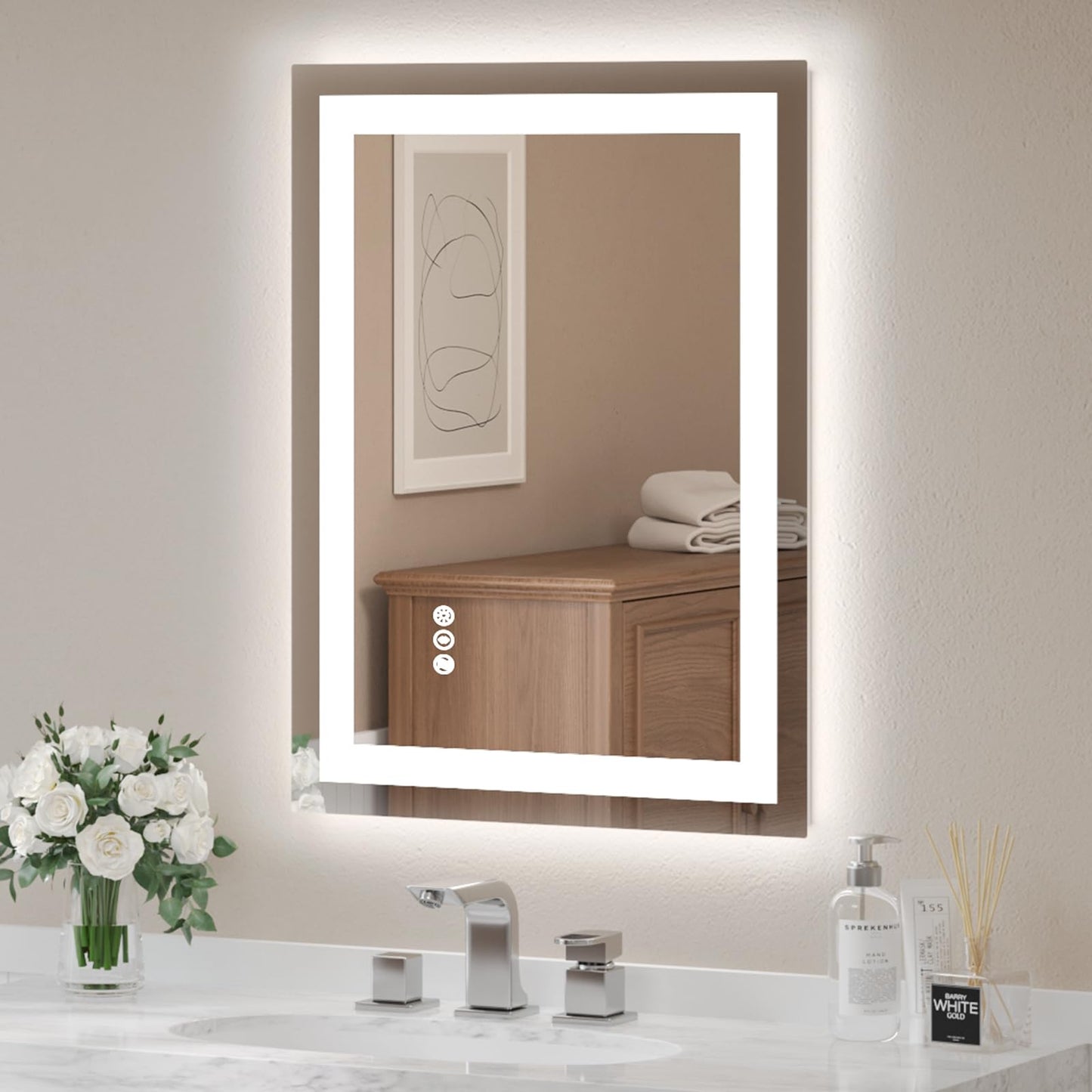 LED Bathroom Vanity Mirror, Anti-Fog & Dimmable, Wall-Mounted Modern Design
