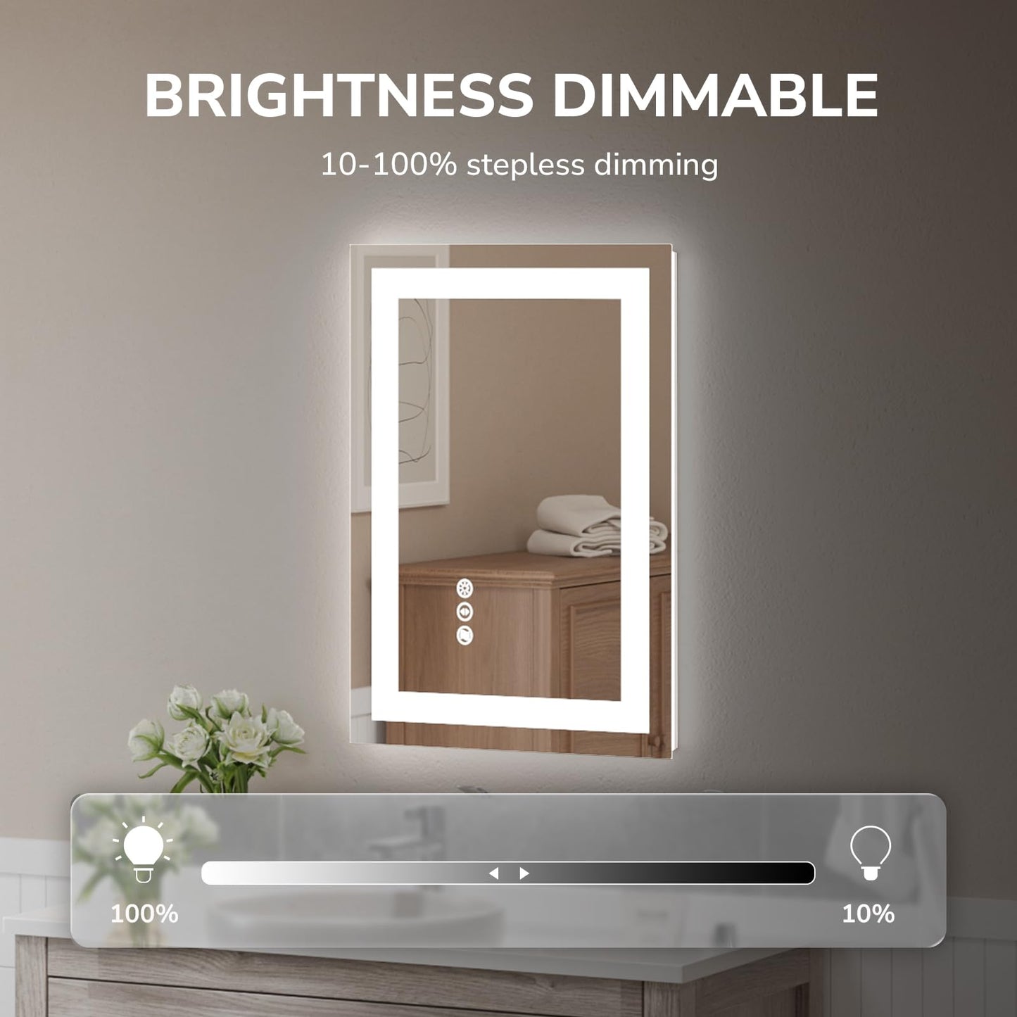 LED Bathroom Vanity Mirror, Anti-Fog & Dimmable, Wall-Mounted Modern Design