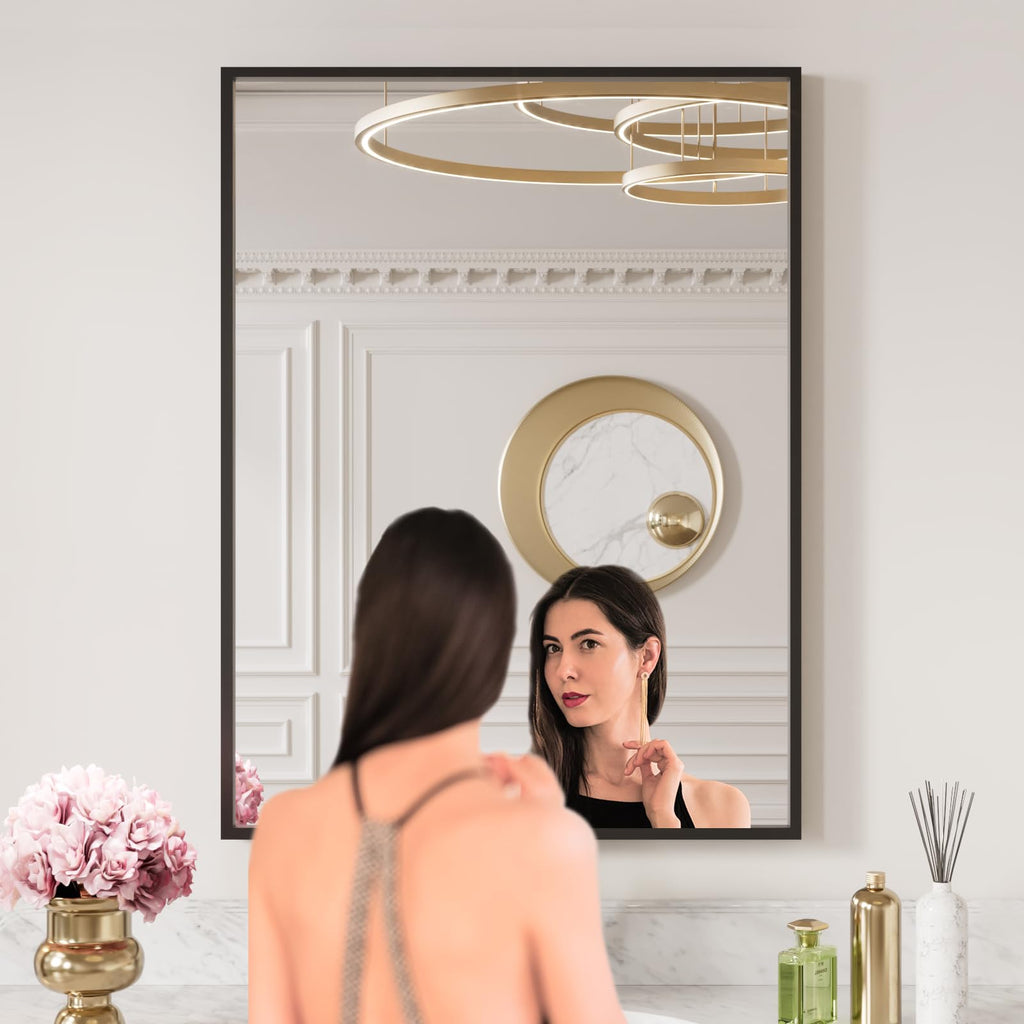 Black Metal Framed Wall Mirror