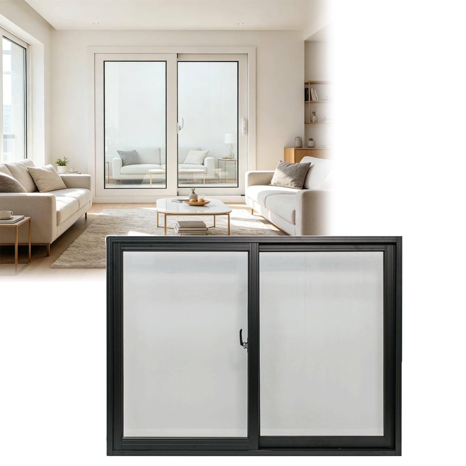 White Horizontal Sliding Window 45×25" with Tempered Glass, Durable & Stylish for Sheds or Bathrooms
