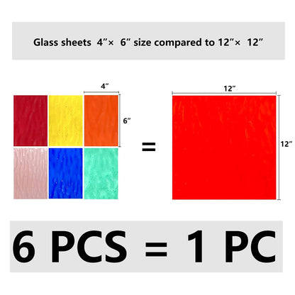 Mosaic Stained Glass Sheets 12" × 12", 6-Pack Assorted Colors for DIY Crafts & Art Projects