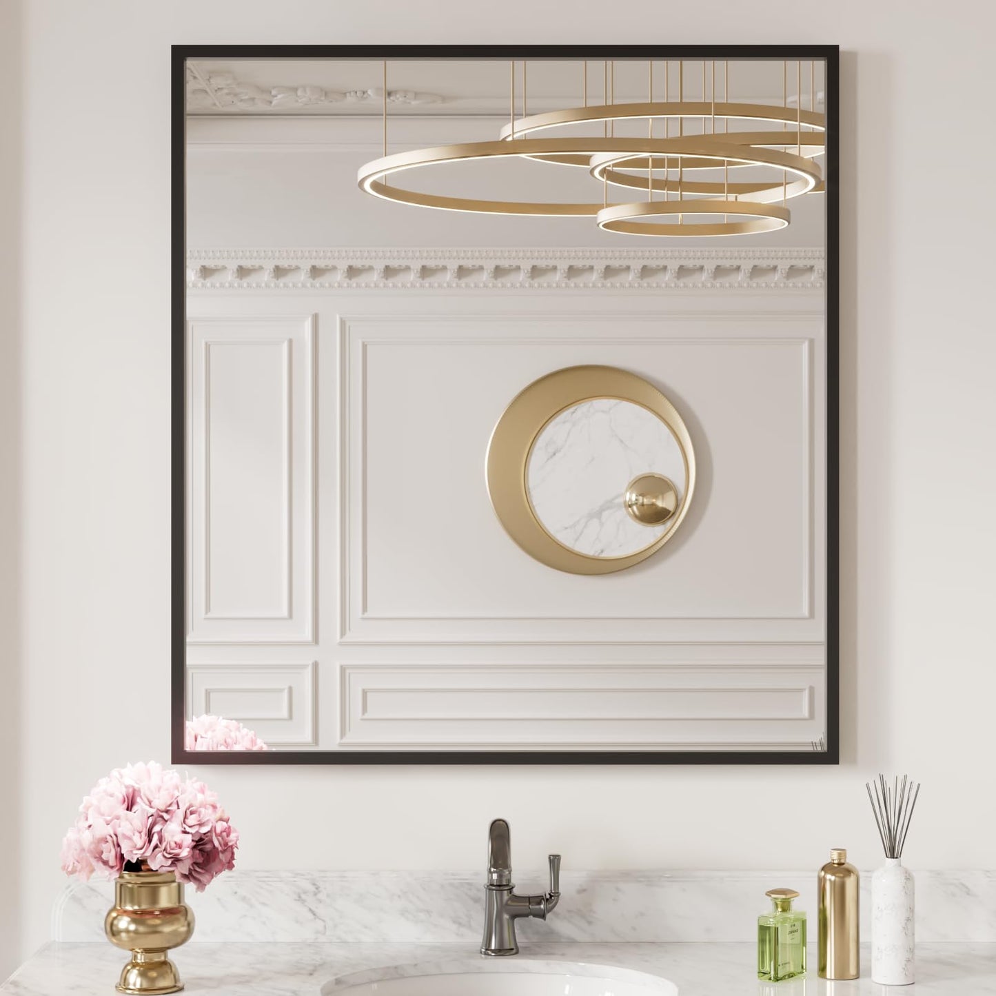 Black Metal Framed Wall Mirror