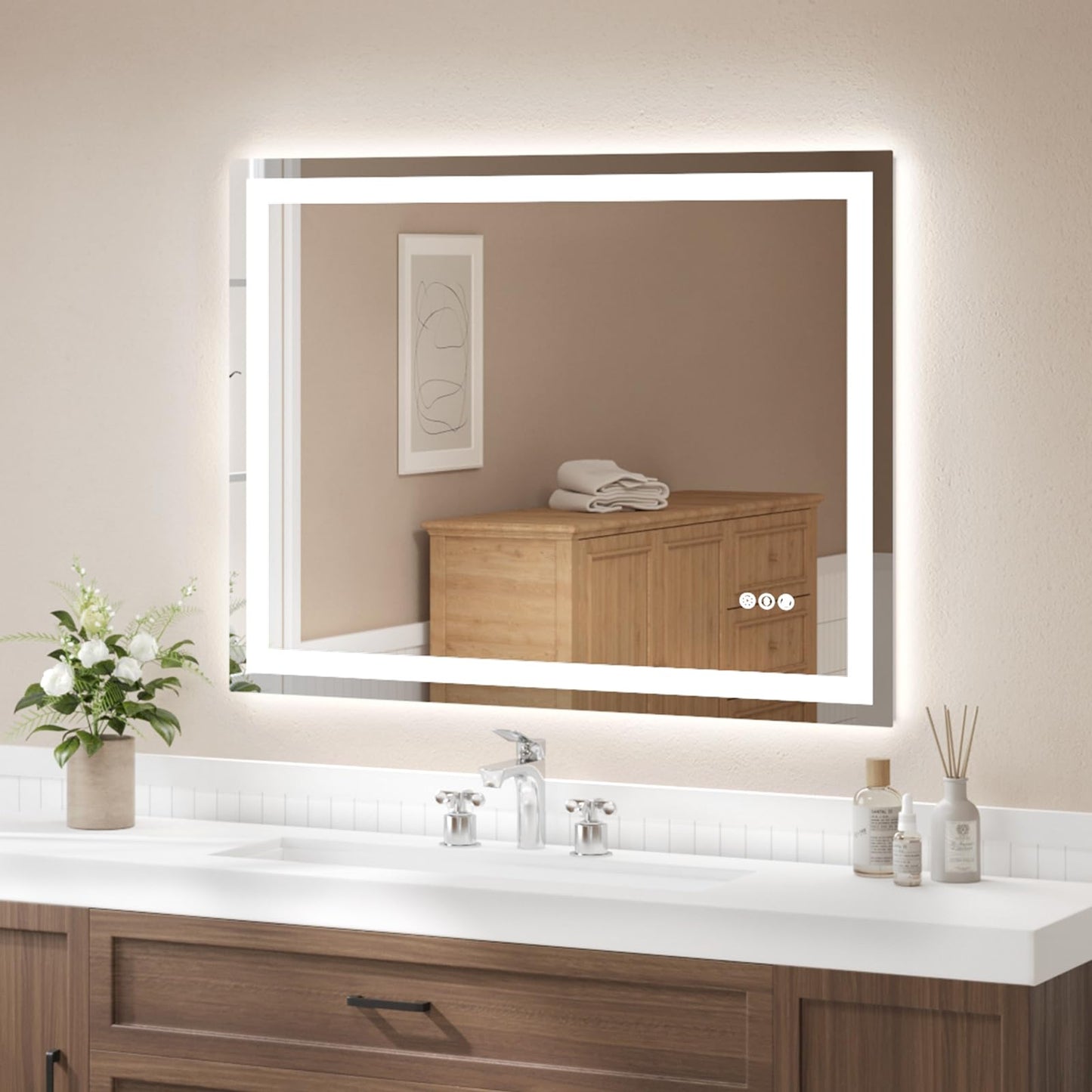 LED Bathroom Vanity Mirror, Anti-Fog & Dimmable, Wall-Mounted Modern Design
