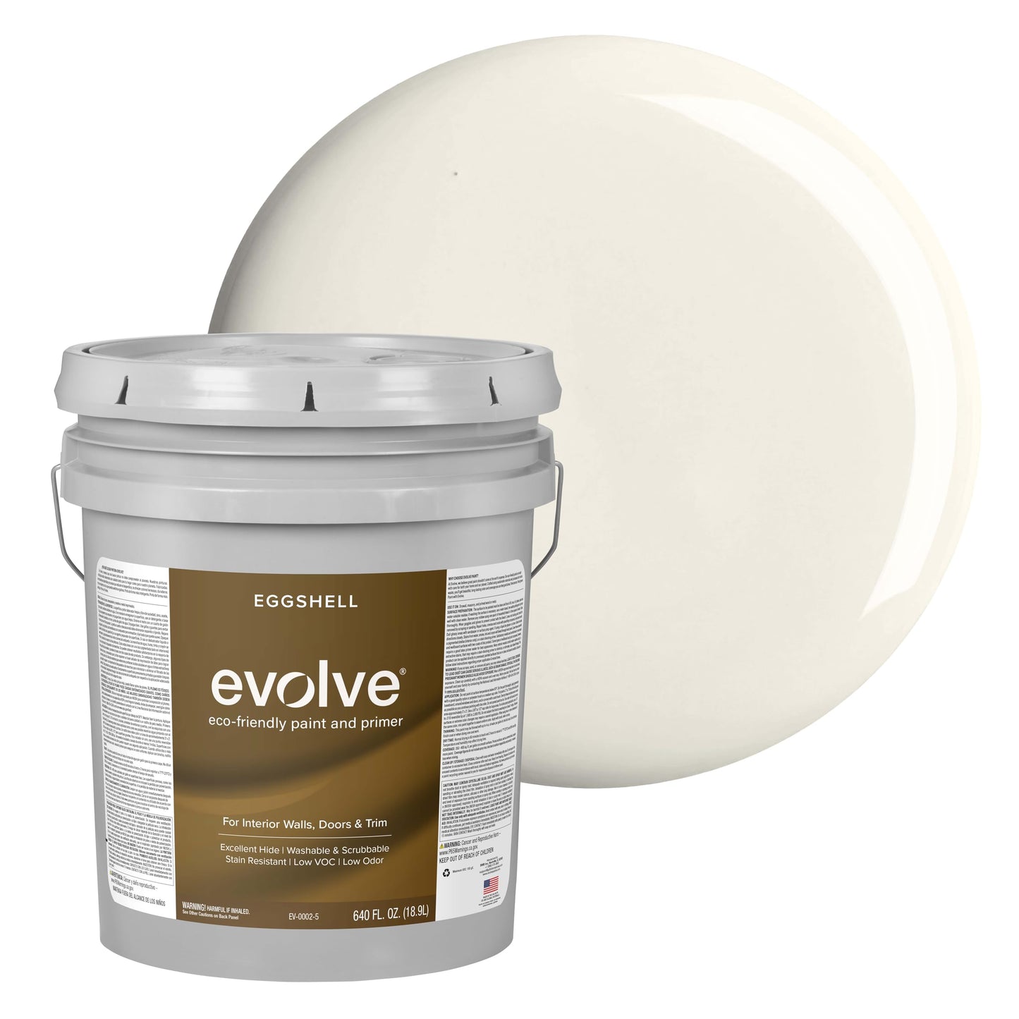 Evolve Paint & Primer, Low Sheen, One-Coat Coverage for Interior & Exterior