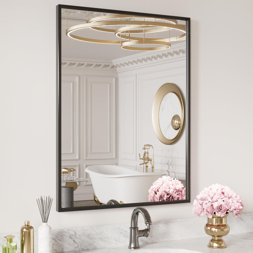 Black Metal Framed Wall Mirror