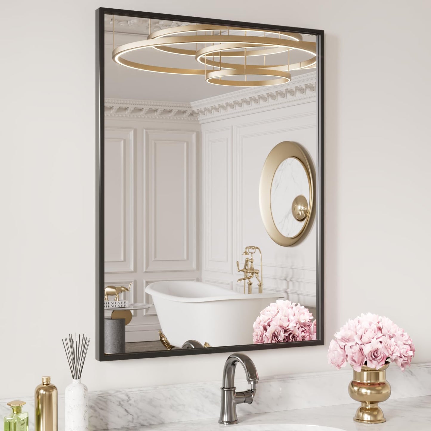 Black Metal Framed Wall Mirror