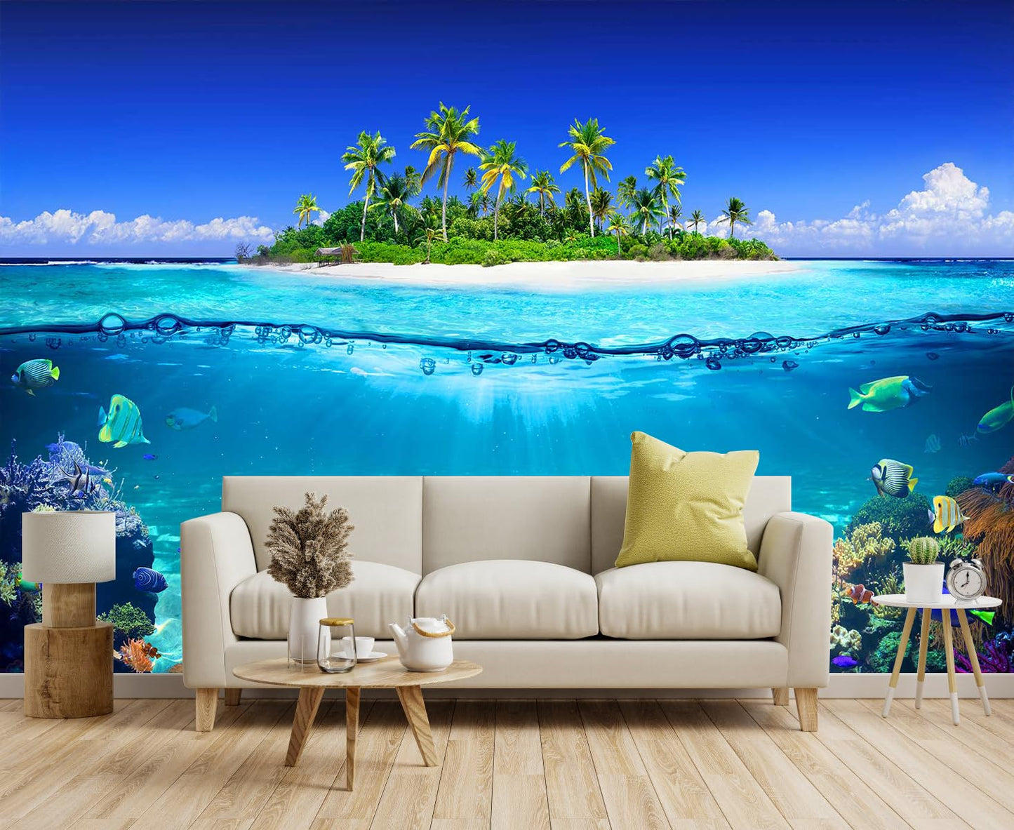 Mountain Stream Forest Wall Mural with Sunlight, Non-Adhesive Wallpaper