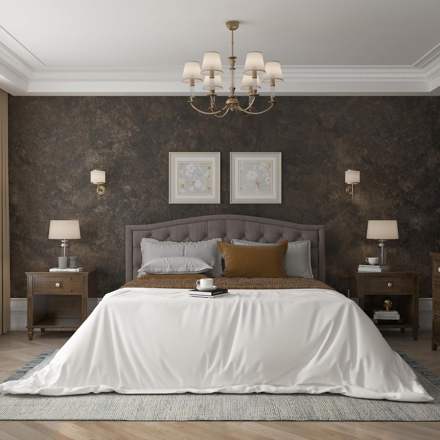 Blue Grey Concrete Wallpaper, Faux Cement Wall Covering for Bedroom