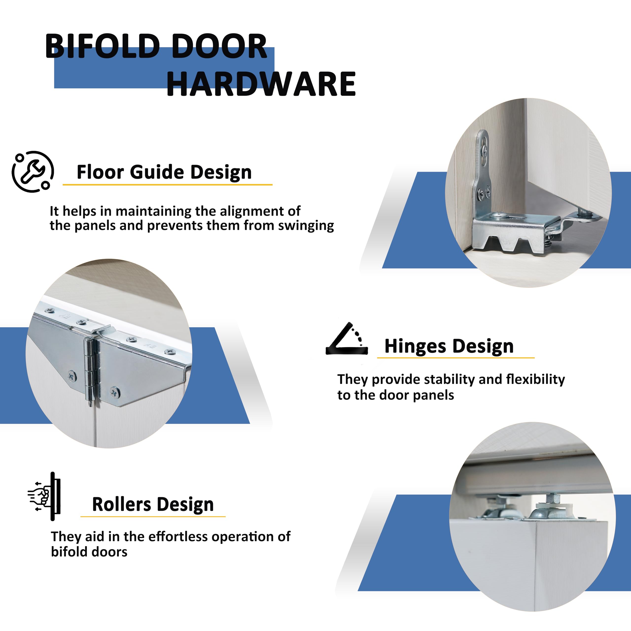White Folding Closet Doors with Hardware Kit
