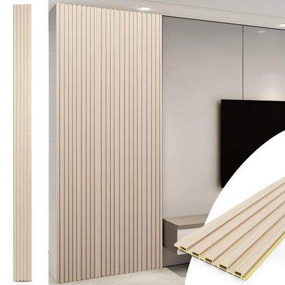 WPC Slat Wall Panels 8-Pack, 108" × 6" 3D Wall Accents for Living Room & Bedroom