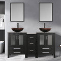 60" Black Bathroom Vanity Set with Porcelain Vessel Sink, Dual Storage Cabinets & Soft-Close Drawers