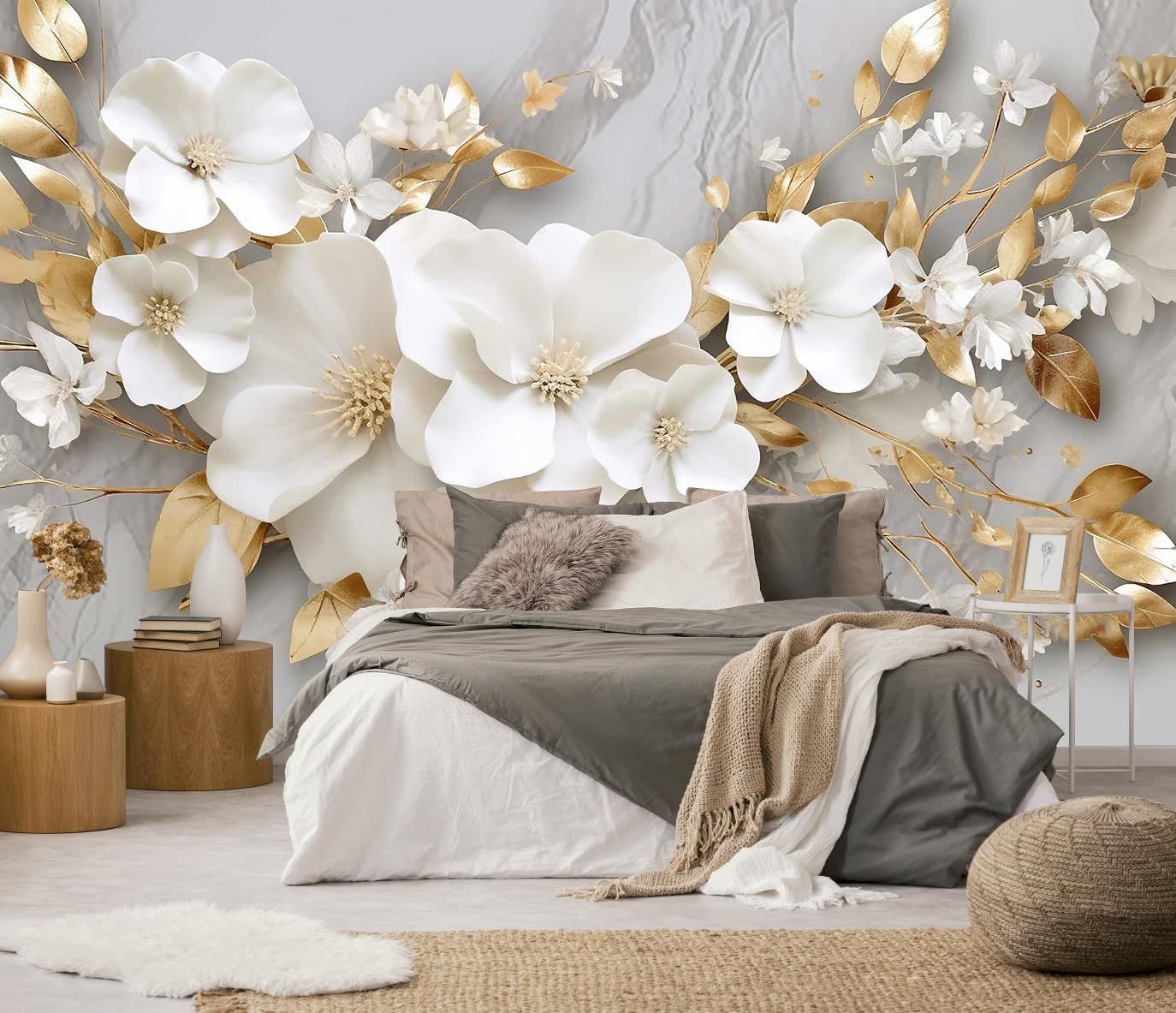 Mountain Stream Forest Wall Mural with Sunlight, Non-Adhesive Wallpaper