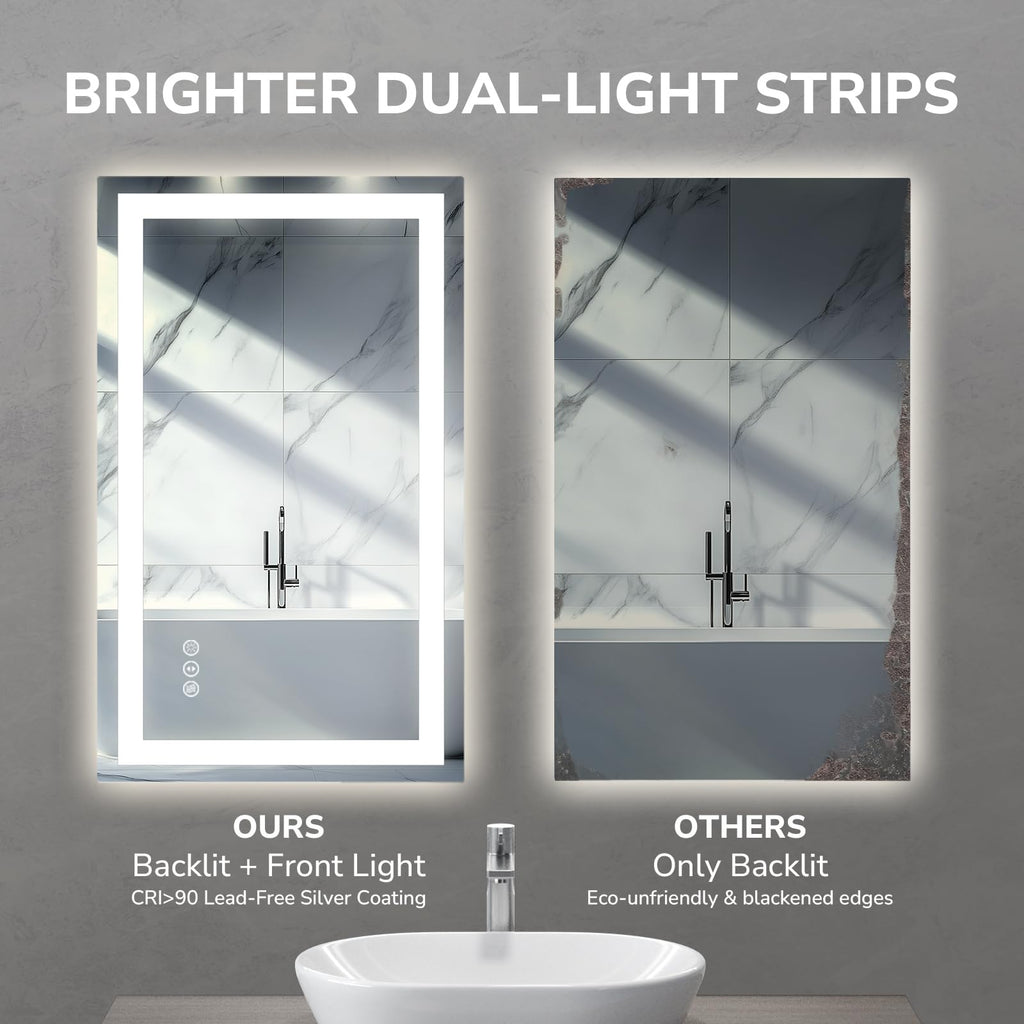 LED Bathroom Vanity Mirror, Anti-Fog & Dimmable, Wall-Mounted Modern Design