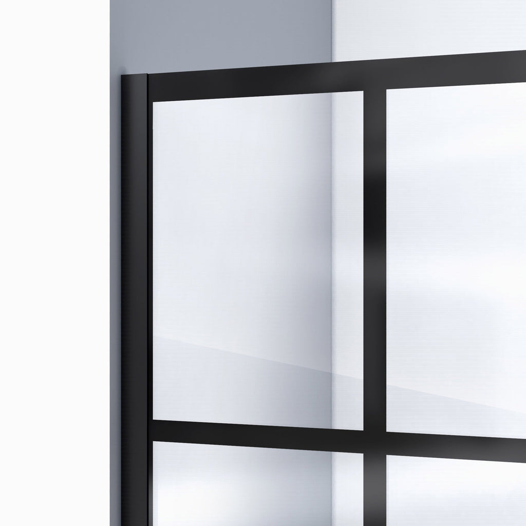 Frameless Hinged Tub Door, Matte Black, 58–58.5" W × 58" H