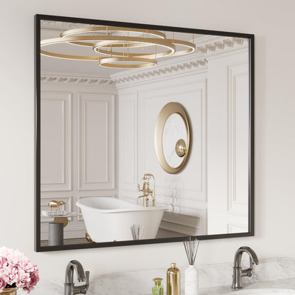 Black Metal Framed Wall Mirror