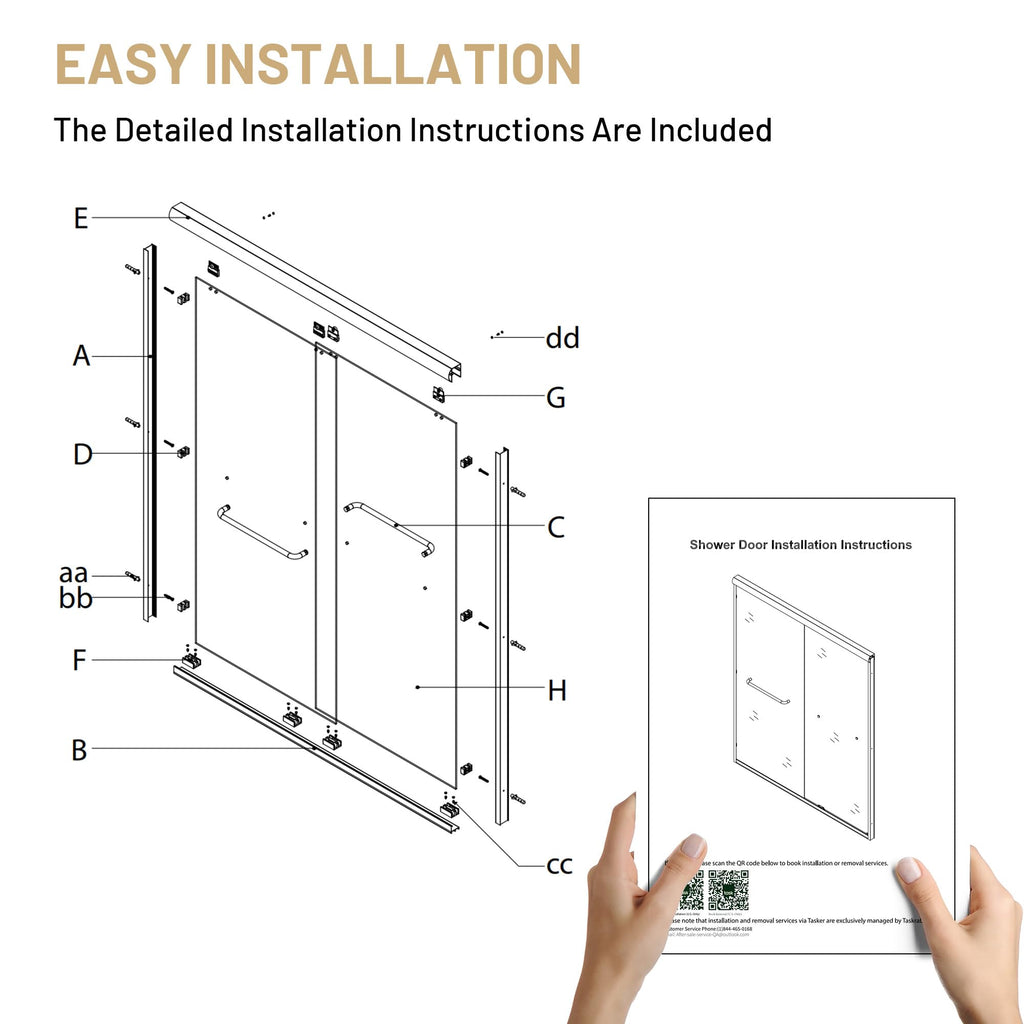 Glass Shower Door, Frameless or Sliding Option