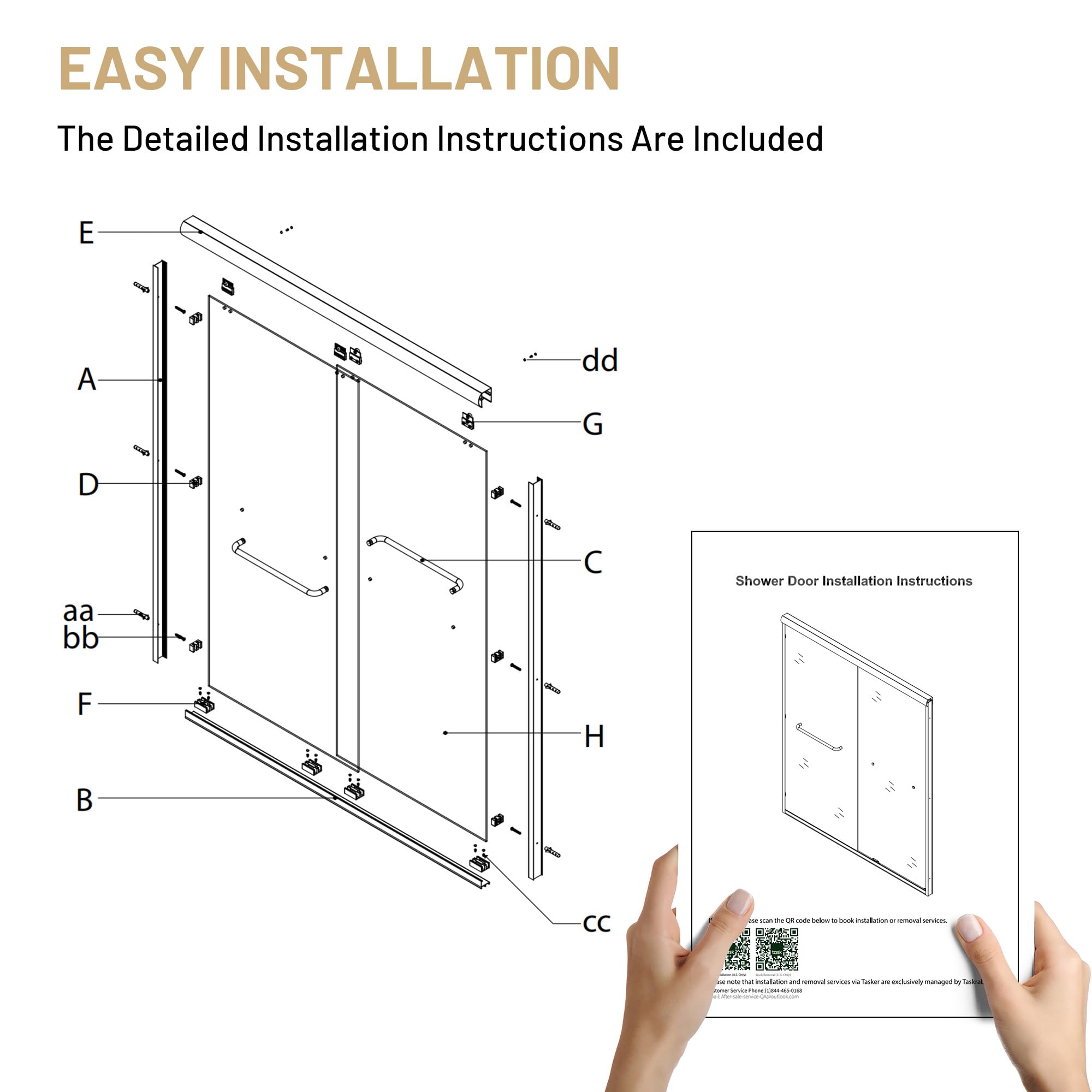 Glass Shower Door, Frameless or Sliding Option