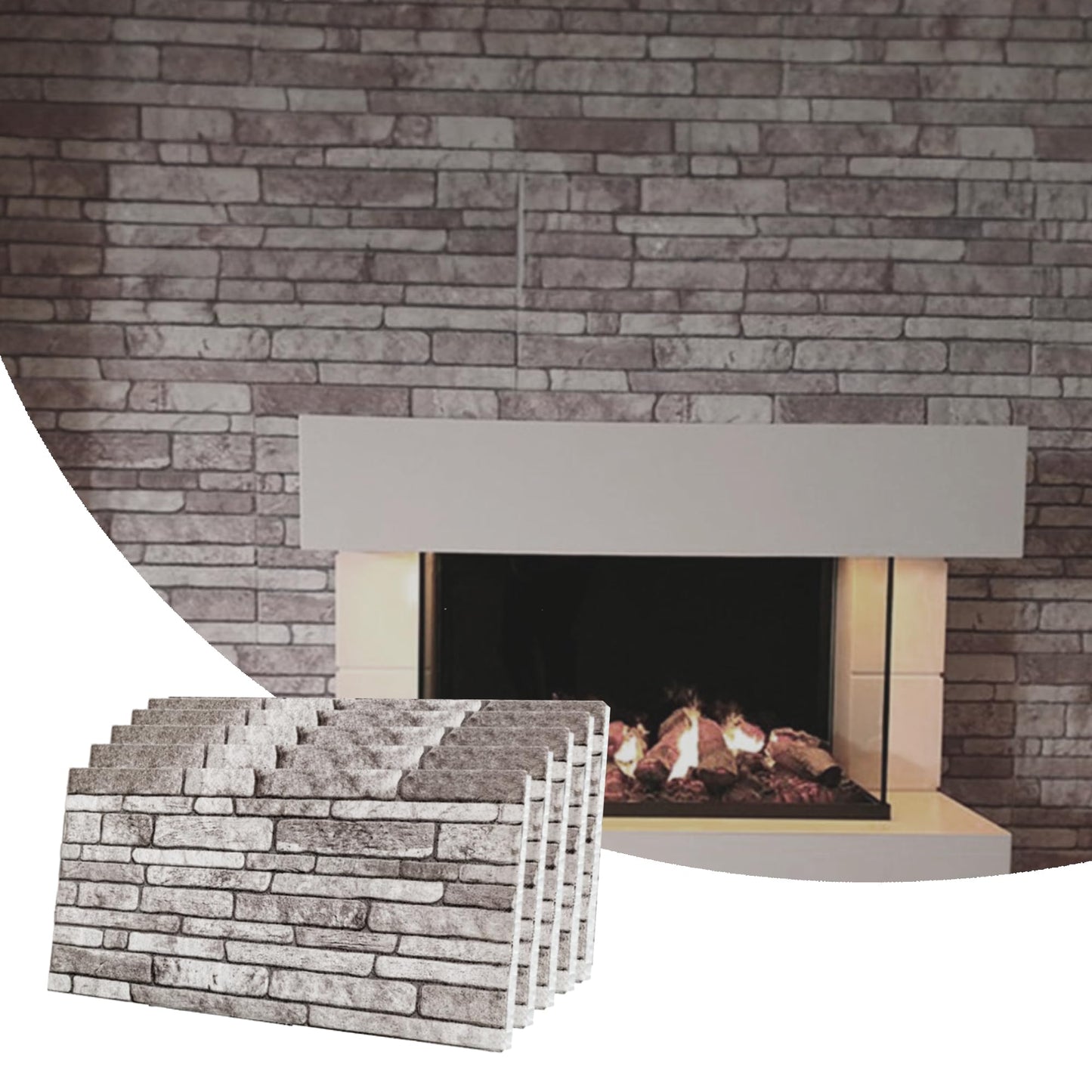 3D Faux Brick Wall Panels, Stone-Look Wall Cladding for Interior Spaces