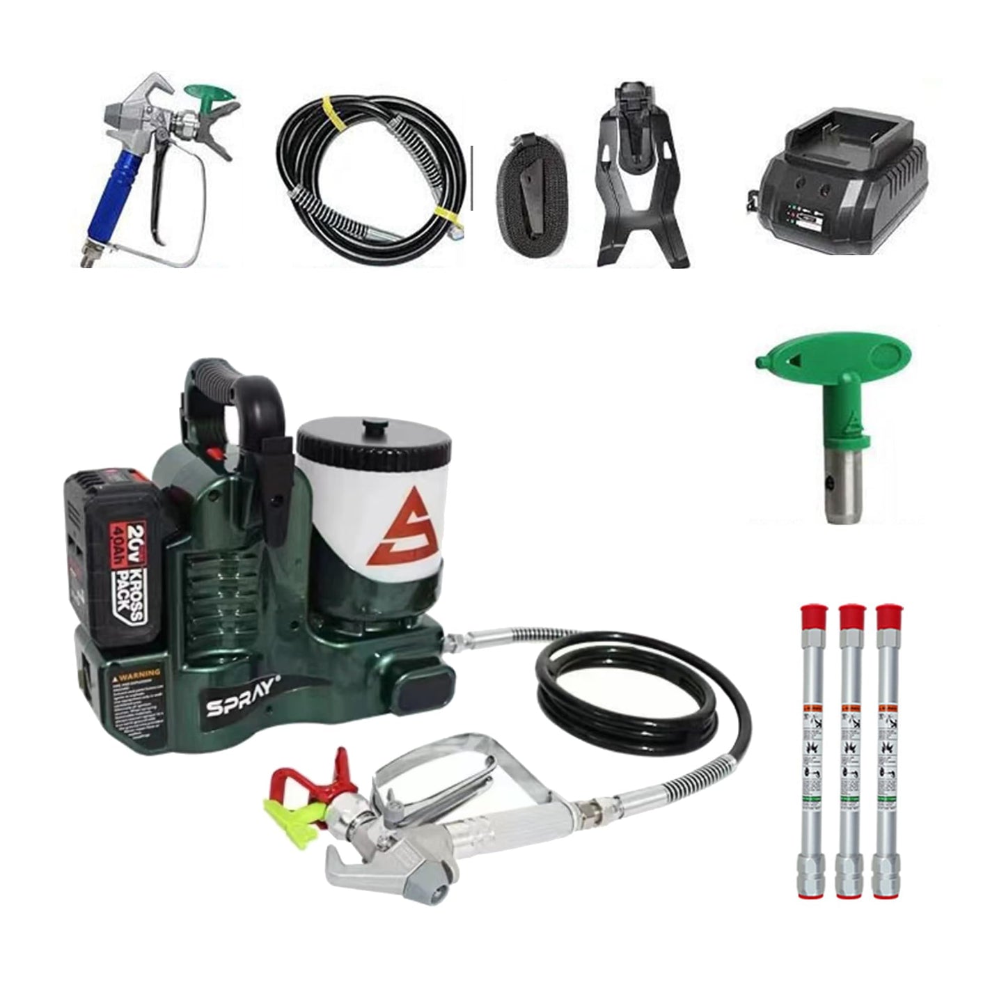 Cordless Airless Paint Sprayer, 1.2L, 6-Speed, 70" Hose, Handheld for Walls & Lacquers